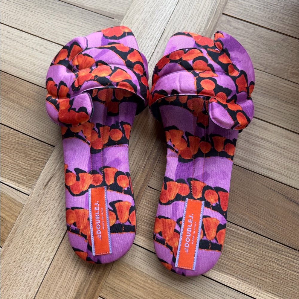LA DoubleJ Purple and Orange Sandals